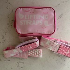 suzie KB Pink Ghost Pattern Lifting Straps